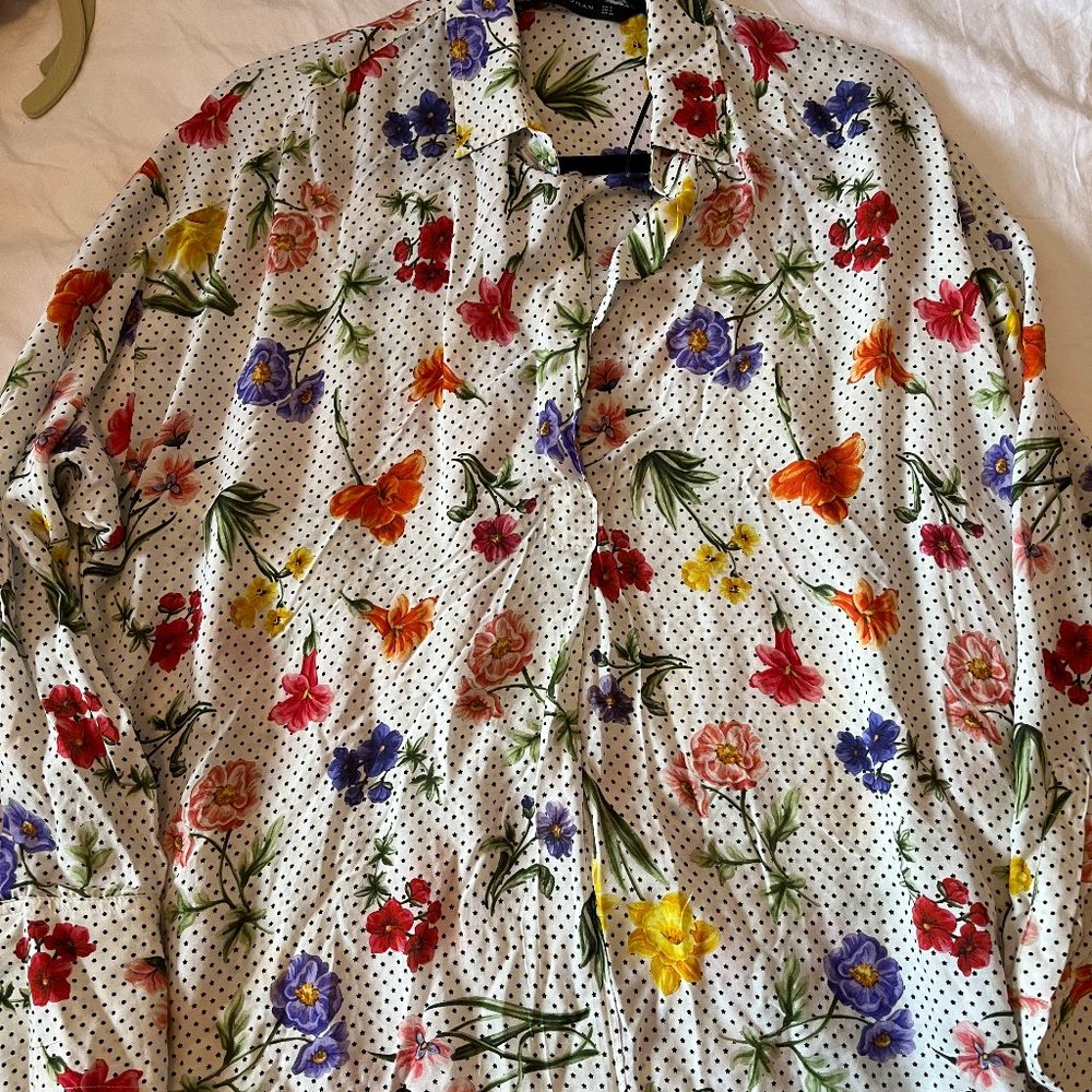 Colorful and Polka Dotted Oversized Zara Collared Tunic